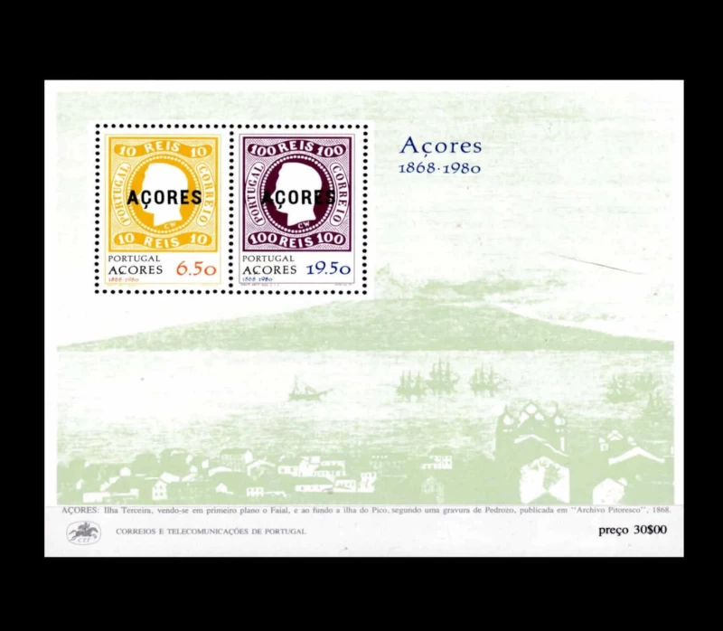 1980 - (BLOCO Nº29)b - Evocação da Primeira Emissão Açores