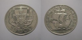 310p KM#582 Portugal - 10 Escudos 1932 (Prata)