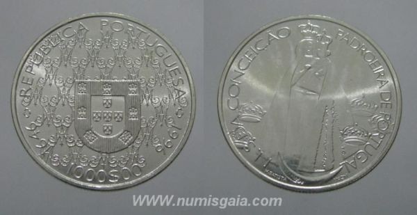 499u KM#696 Portugal - 1000 Escudos 1996 Nossa Senhora da Conceição (Prata)