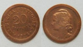 77 KM#574 Portugal - 20 Centavos 1925 (Bronze)