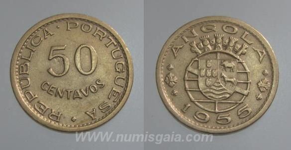 Angola KM#75AO55c - 50 CENTAVOS 1955