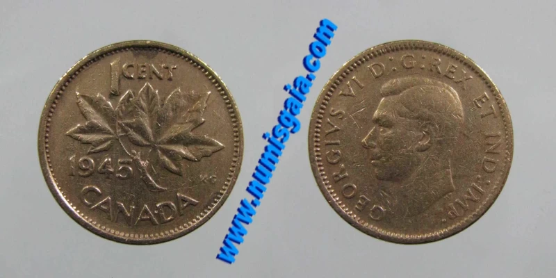 Canadá KM#32CA45a - 1 CENT 1945