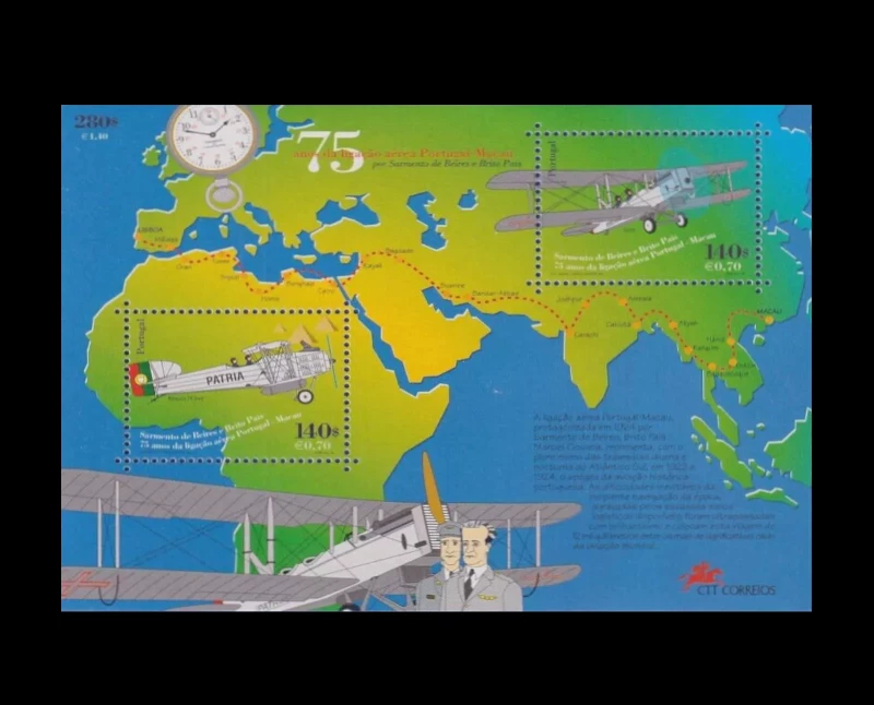 1999 - (BLOCO Nº210)b - 75 Anos da Ligação Aérea Portugal - Macau