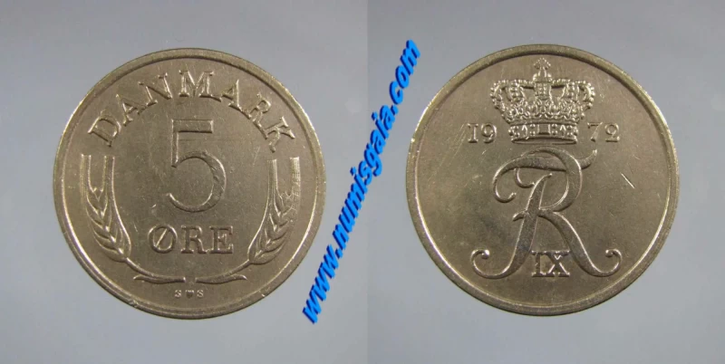 Dinamarca KM#848.2DK72 - 5 ORE 1972