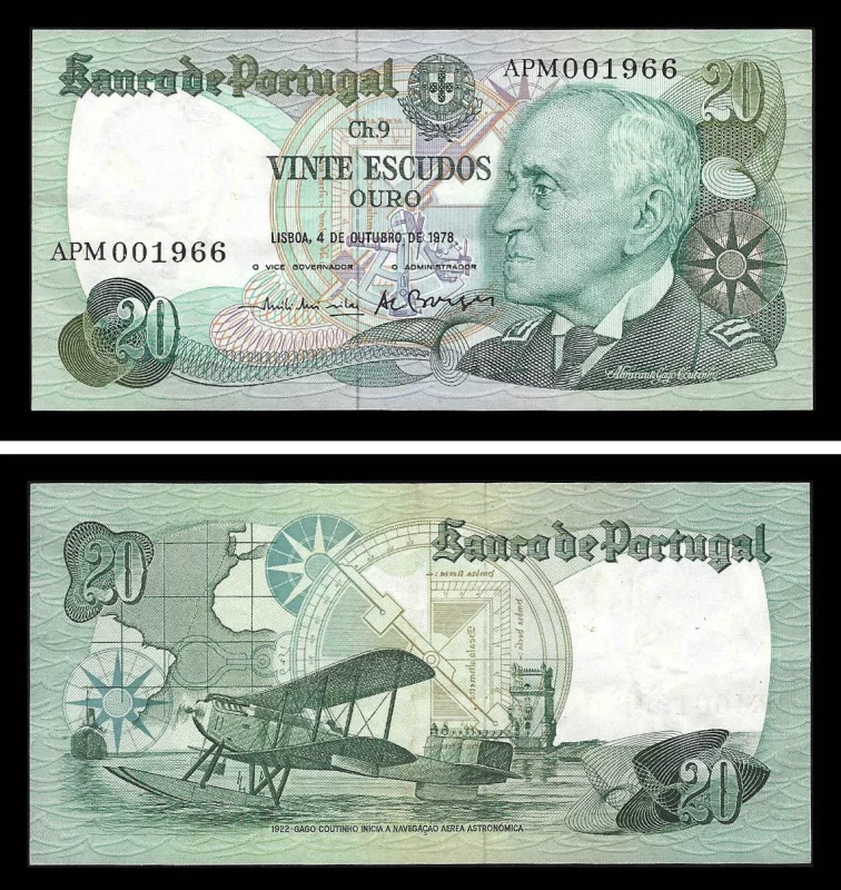 Portugal BP066-3(10-1978)c - 20 ESCUDOS 4 Outubro 1978 Almirante Gago Coutinho
