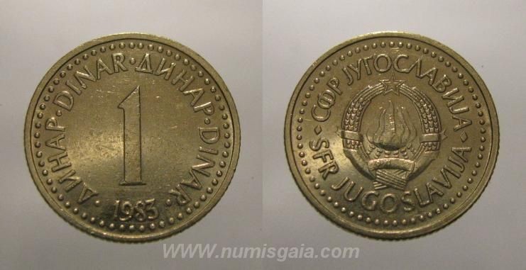 Yugoslávia KM#86YU83a - 1 DINAR 1983